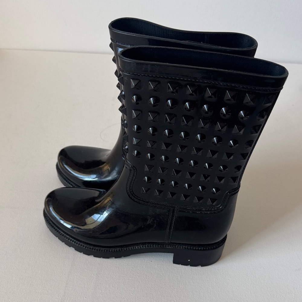Black Studded Women's Rain Boots NWOT